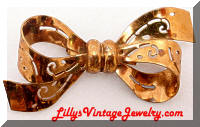 Vintage CORO Golden Bow Brooch