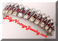 Vintage HONG KONG Red Rhinestones Expansion Bracelet