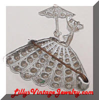 Vintage Aluminum Lady with Parasol Brooch