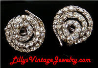 Vintage Rhinestone Coiled Snakes Scatter Pins Pair