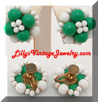 Vintage Green Milk Glass Beads Earrings
