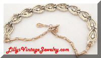 Vintage CORO Textured Golden Rhinestones Collar Necklace