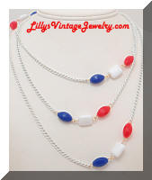 Vintage Long Patriotic Beads Chain Necklace