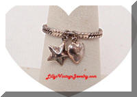 Vintage Sterling Heart Star Charms Ring
