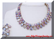 Kramer purples lucite necklace earrings set