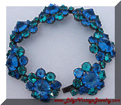 Kramer inverted blue green rhinestones bracelet