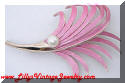 Kramer pink feather pearl brooch