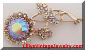 Kramer AB Rhinestone Flower Brooch