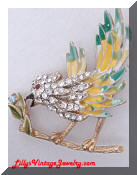 Kramer enamel rhinestones bird brooch