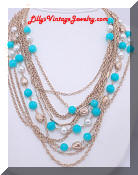 Kramer pearls turquoise beads necklace