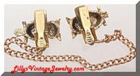 Vintage Golden Owls Rhinestones Sweater Guard Clips