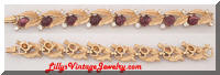 ART Purple Cabs Rhinestones Golden Vintage Bracelet