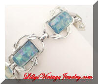 CORO Blue Confetti Silver Leaves Bracelet