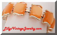 Coro Orange Lucite Moonglow squares bracelet