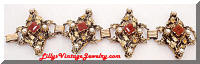 Chunky Vintage Golden faux Carnelian Pearls Bracelet