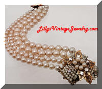 Vintage Quality faux Pearls Rhinestones Ornate Bracelet