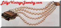 Vintage Quality faux Pearls Rhinestones Ornate Bracelet