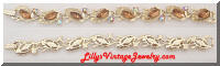 LISNER Champagne AB Rhinestones Golden Leaves Bracelet