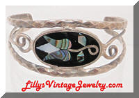 Vintage MEXICO Alpaca Silver Abalone Floral Bracelet