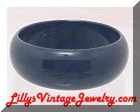 Vintage Navy Blue Plastic Wide Bangle Bracelet