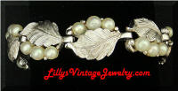 Vintage PENNINO Silver Leaves Pearls Bracelet