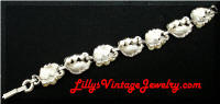 Vintage PENNINO Silver Leaves Pearls Bracelet