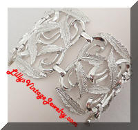 Vintage Silver Shimmery Leaves Link Bracelet