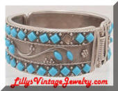 Turquoise cabochons clamper bracelet