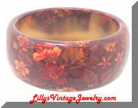 Vintage Autumn Floral Plastic Bangle Bracelet