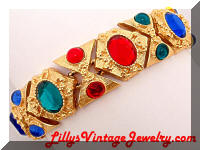 Golden Gem Colored Rhinestones Bracelet