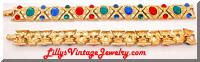 Golden Gem Colored Rhinestones Bracelet