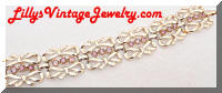 Vintage Golden Bows Lavender Rhinestones Bracelet