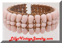 Vintage Pink Glass Beads Wrap Bracelet 