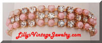 Vintage pink pearls rhinestones bracelet