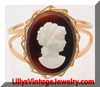 Vintage Cameo Hinged Cuff Bracelet