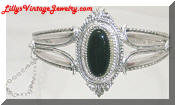 Ornate silver black hinged bracelet