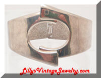 Silver tone Modernist Style Clamper Bracelet