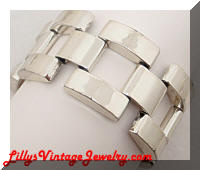 Vintage Silver tone Tank Tracks Bracelet