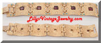 Vintage Golden Etched Topaz Rhinestones Bracelet