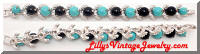 Turquoise Black Beaded Link Bracelet