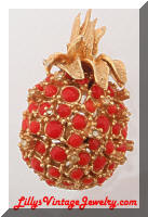 Vintage Alice CAVINESS Orange Pineapple Fruit Brooch