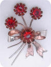 Sterling red rhinestones retro vintage brooch