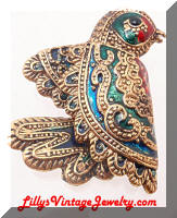 Artistic Heavy Detailed Enamel Bird Brooch