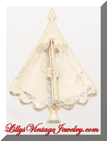 BJ White Enamel Glittery Christmas Tree Brooch