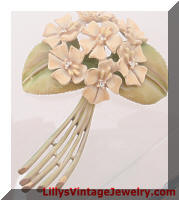 Vintage BSK My Fair Lady Floral Enamel Rhinestones Brooch