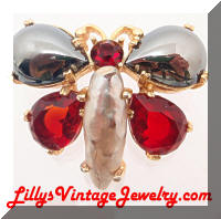Vintage BENEDIKT NY Jeweled Bug Brooch
