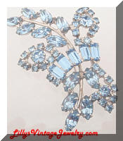 Vintage Quality Blue Rhinestones Floral Brooch