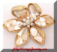 Vintage CAPRI MOP Stylized Flower Brooch