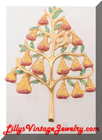 Christopher RADKO Partridge in a Pear Tree Christmas Brooch