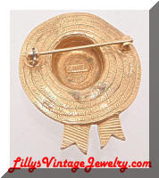 CINER Golden Sun Bonnet Pearls Brooch